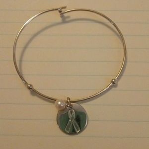 Ribbon of hope silver bangle